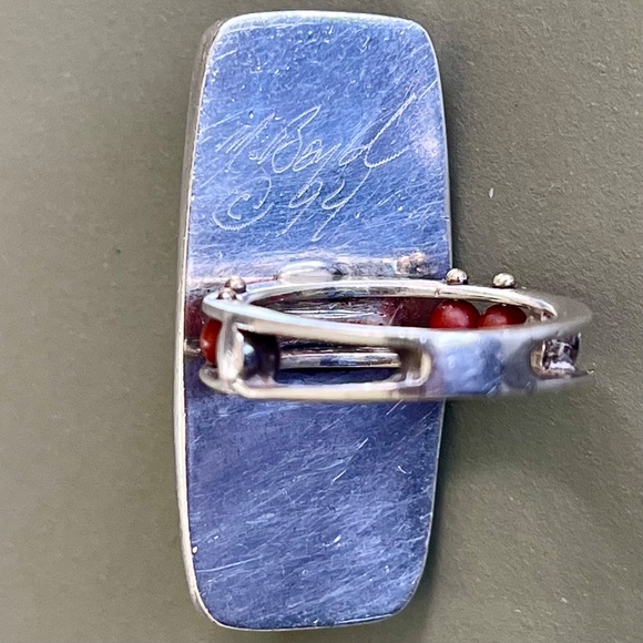 Michael Boyd Studio Art Ring – Signed “M. Boyd c. 94” – Lapis, Coral, Ruby - Picture 4 of 7